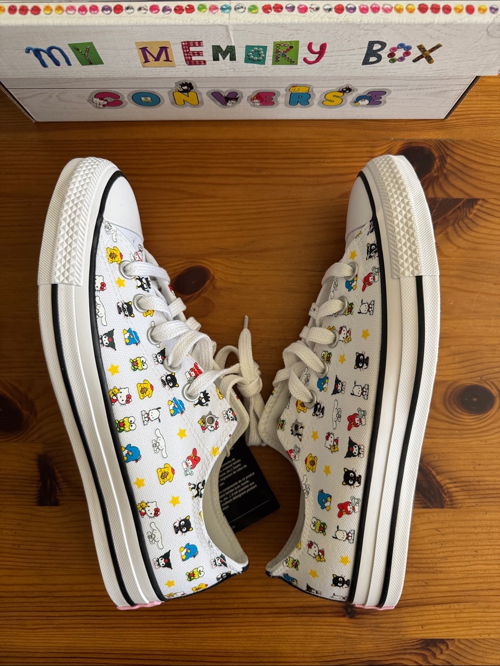 Converse White Low Top Sneakers with Multicolor Hello Kitty and Friends Print - Picture 7 of 13
